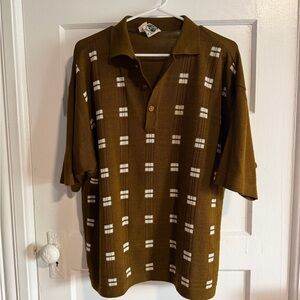 Vintage Penningtons Brown and White Patterned Polo Shirt